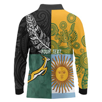 Personalised Rugby 2025 Championship Long Sleeve Polo Shirt Combination of Southern Hemisphere Countries - Polynesian Pride