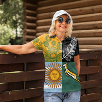 Personalised Rugby 2025 Championship Women Polo Shirt Combination of Southern Hemisphere Countries - Polynesian Pride