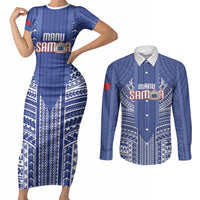 Custom Manu Samoa Rugby 2026 Couples Matching Short Sleeve Bodycon Dress and Long Sleeve Button Shirt Samoan Pattern