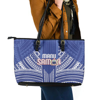 Manu Samoa Rugby 2026 Leather Tote Bag Samoan Pattern