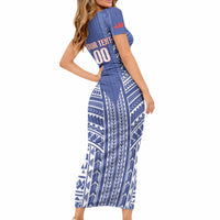 Custom Manu Samoa Rugby 2026 Short Sleeve Bodycon Dress Samoan Pattern