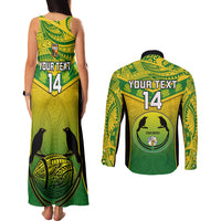 Custom Papua New Guinea Rugby Couples Matching Tank Maxi Dress and Long Sleeve Button Shirts Enga Mioks PNG Polynesian Pattern LT14 - Polynesian Pride