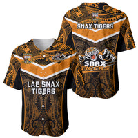 Papua New Guinea Rugby Baseball Jersey Lae Snax Tigers PNG Polynesian Pattern LT14 - Polynesian Pride