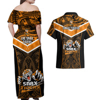 Papua New Guinea Rugby Couples Matching Off Shoulder Maxi Dress and Hawaiian Shirt Lae Snax Tigers PNG Polynesian Pattern LT14 - Polynesian Pride