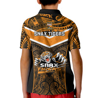 Papua New Guinea Rugby Kid Polo Shirt Lae Snax Tigers PNG Polynesian Pattern LT14 - Polynesian Pride