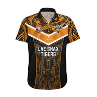 Custom Papua New Guinea Rugby Hawaiian Shirt Lae Snax Tigers PNG Polynesian Pattern LT14 Orange - Polynesian Pride