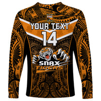 Custom Papua New Guinea Rugby Long Sleeve Shirt Lae Snax Tigers PNG Polynesian Pattern LT14 - Polynesian Pride