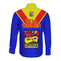 Papua New Guinea Rugby Long Sleeve Button Shirt Hela Wigmen PNG Polynesian Pattern LT14 - Polynesian Pride