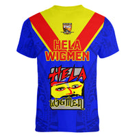 Papua New Guinea Rugby Women V Neck T Shirt Hela Wigmen PNG Polynesian Pattern LT14 - Polynesian Pride