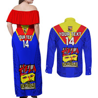 Custom Papua New Guinea Rugby Couples Matching Off Shoulder Maxi Dress and Long Sleeve Button Shirts Hela Wigmen PNG Polynesian Pattern LT14 - Polynesian Pride