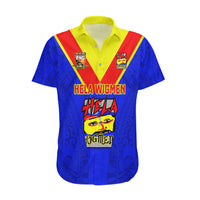 Custom Papua New Guinea Rugby Hawaiian Shirt Hela Wigmen PNG Polynesian Pattern LT14 Blue - Polynesian Pride