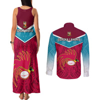 Papua New Guinea Rugby Couples Matching Tank Maxi Dress and Long Sleeve Button Shirts Goroka Lahanis PNG Polynesian Pattern LT14 - Polynesian Pride