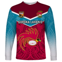 Papua New Guinea Rugby Long Sleeve Shirt Goroka Lahanis PNG Polynesian Pattern LT14 Unisex Red - Polynesian Pride