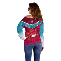 Papua New Guinea Rugby Off Shoulder Sweater Goroka Lahanis PNG Polynesian Pattern LT14 - Polynesian Pride