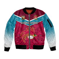 Papua New Guinea Rugby Sleeve Zip Bomber Jacket Goroka Lahanis PNG Polynesian Pattern LT14 Unisex Red - Polynesian Pride