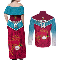 Custom Papua New Guinea Rugby Couples Matching Off Shoulder Maxi Dress and Long Sleeve Button Shirts Goroka Lahanis PNG Polynesian Pattern LT14 - Polynesian Pride