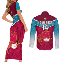 Custom Papua New Guinea Rugby Couples Matching Short Sleeve Bodycon Dress and Long Sleeve Button Shirts Goroka Lahanis PNG Polynesian Pattern LT14 - Polynesian Pride