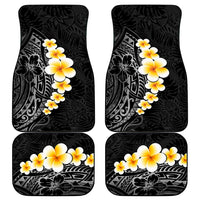 Black Tropical Plumeria With Galaxy Polynesian Art Car Mats