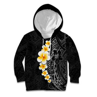 Black Tropical Plumeria With Galaxy Polynesian Art Kid Hoodie