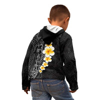 Black Tropical Plumeria With Galaxy Polynesian Art Kid Hoodie