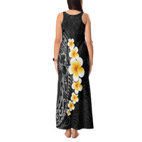 Black Tropical Plumeria With Galaxy Polynesian Art Tank Maxi Dress