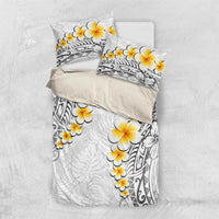 White Tropical Plumeria With Galaxy Polynesian Art Bedding Set
