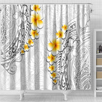 White Tropical Plumeria With Galaxy Polynesian Art Shower Curtain LT14 - Polynesian Pride