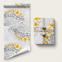White Polynesia Wrapping Paper Plumeria Tropical Leaves With Galaxy Polynesian Art LT14 58" × 23" White - Polynesian Pride