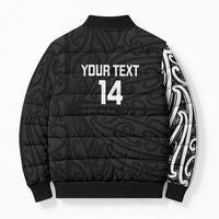 New Zealand Silver Fern Rugby Custom Bomber Puffer Jacket Maori Koru Go Black Fern - Polynesian Pride