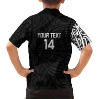 New Zealand Silver Fern Rugby Custom Family Matching Off Shoulder Maxi Dress and Hawaiian Shirt Maori Koru Go Black Fern - Polynesian Pride