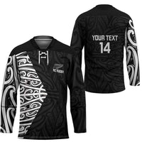 New Zealand Silver Fern Rugby Custom Hockey Jersey Maori Koru Go Black Fern LT14