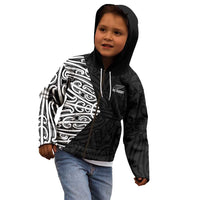New Zealand Silver Fern Rugby Custom Kid Hoodie Maori Koru Go Black Fern - Polynesian Pride