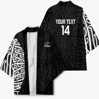 New Zealand Silver Fern Rugby Custom Kimono Maori Koru Go Black Fern - Polynesian Pride