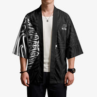 New Zealand Silver Fern Rugby Custom Kimono Maori Koru Go Black Fern - Polynesian Pride