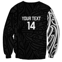 New Zealand Silver Fern Rugby Custom Sweatshirt Maori Koru Go Black Fern - Polynesian Pride