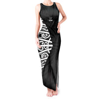 New Zealand Silver Fern Rugby Custom Tank Maxi Dress Maori Koru Go Black Fern - Polynesian Pride