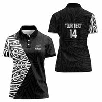 New Zealand Silver Fern Rugby Custom Women Polo Shirt Maori Koru Go Black Fern - Polynesian Pride