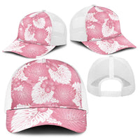 Pink Aloha Hawaii Baseball Net Cap Monstera Hibiscus Plumeria Seamless Vibes - Polynesian Pride