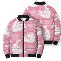 Pink Aloha Hawaii Bomber Puffer Jacket Monstera Hibiscus Plumeria Seamless Vibes - Polynesian Pride