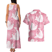 Pink Aloha Hawaii Couples Matching Tank Maxi Dress and Hawaiian Shirt Monstera Hibiscus Plumeria Seamless Vibes - Polynesian Pride