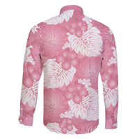 Pink Aloha Hawaii Family Matching Off The Shoulder Long Sleeve Dress and Hawaiian Shirt Monstera Hibiscus Plumeria Seamless Vibes - Polynesian Pride