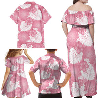 Pink Aloha Hawaii Family Matching Off Shoulder Maxi Dress and Hawaiian Shirt Monstera Hibiscus Plumeria Seamless Vibes - Polynesian Pride