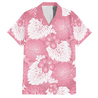 Pink Aloha Hawaii Family Matching Short Sleeve Bodycon Dress and Hawaiian Shirt Monstera Hibiscus Plumeria Seamless Vibes - Polynesian Pride