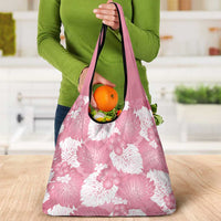 Pink Aloha Hawaii Grocery Bag Monstera Hibiscus Plumeria Seamless Vibes - Polynesian Pride