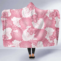 Pink Aloha Hawaii Hooded Blanket Monstera Hibiscus Plumeria Seamless Vibes - Polynesian Pride