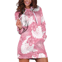 Pink Aloha Hawaii Hoodie Dress Monstera Hibiscus Plumeria Seamless Vibes - Polynesian Pride