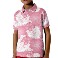 Pink Aloha Hawaii Kid Polo Shirt Monstera Hibiscus Plumeria Seamless Vibes - Polynesian Pride