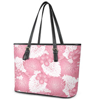 Pink Aloha Hawaii Leather Tote Bag Monstera Hibiscus Plumeria Seamless Vibes - Polynesian Pride
