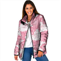 Pink Aloha Hawaii Padded Jacket Monstera Hibiscus Plumeria Seamless Vibes - Polynesian Pride