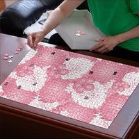 Pink Aloha Hawaii Puzzle Monstera Hibiscus Plumeria Seamless Vibes - Polynesian Pride